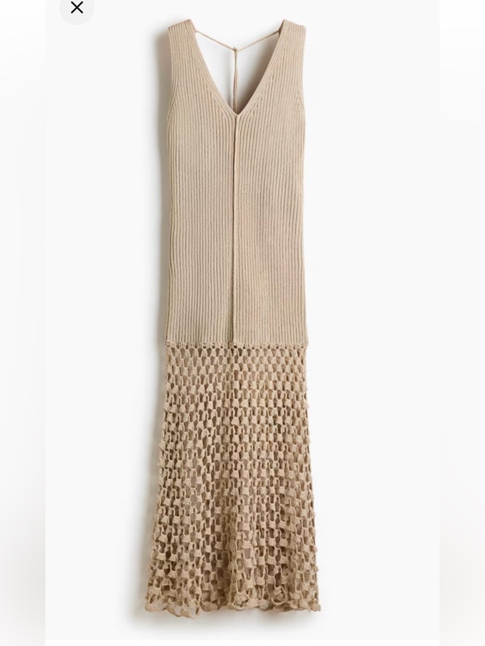 H&M EDITION luxurious Beige cream Knit Maxi Dress with Crochet hollow Hem - Picture 4 of 4